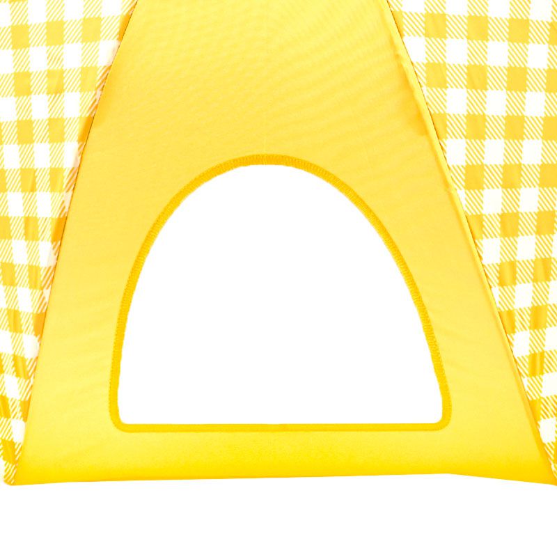 akachan honpo - 雨傘 圓弧狀傘珠-素面×格紋-黃色