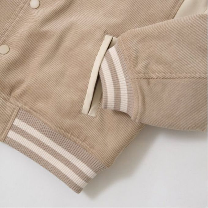 日本 b-ROOM - 燈芯絨率性運動風外套-內裏絎縫-海藍