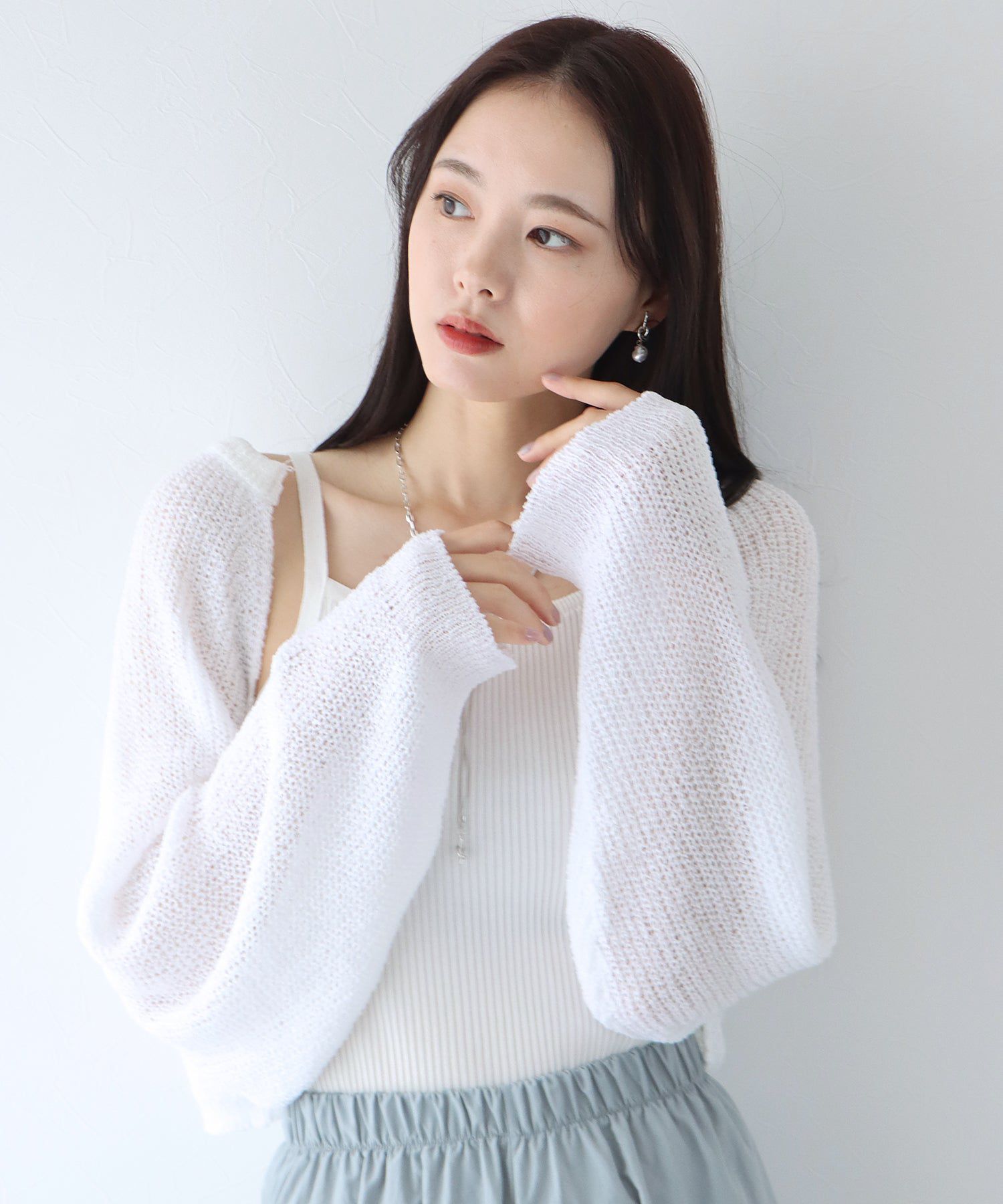 日本 BLUE EAST - 百搭開襟短版針織外套-米杏