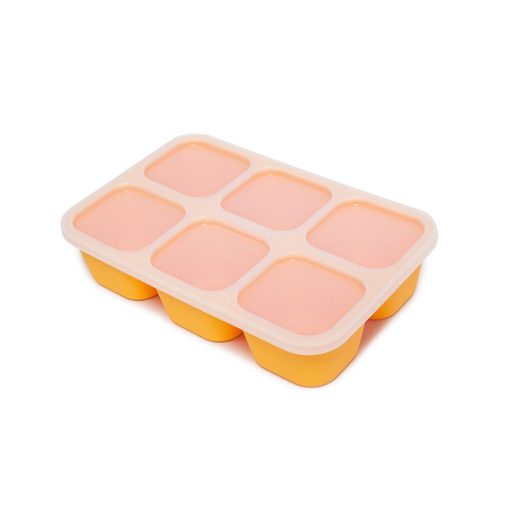 動物樂園造型矽膠副食品分裝保存盒-長頸鹿(黃)