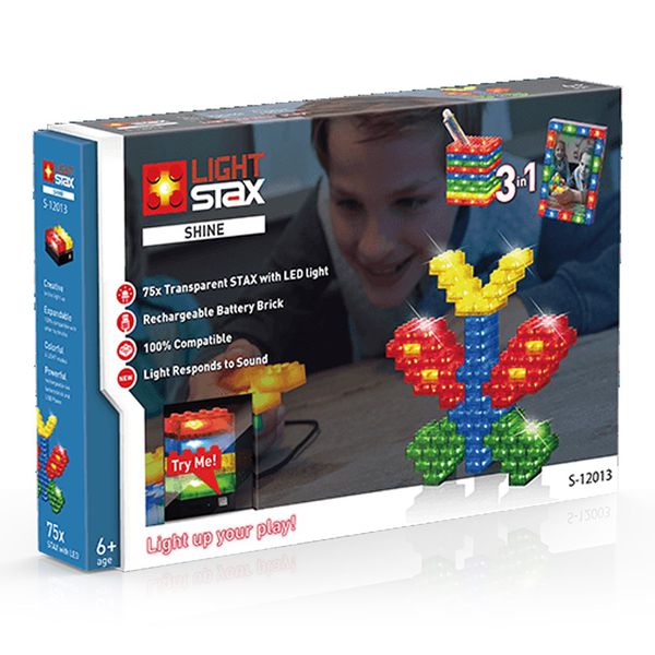美國 Light Stax - 【人氣推薦】Shine亮亮積木-小顆粒系列-蝴蝶3合1-75顆(聲控版)