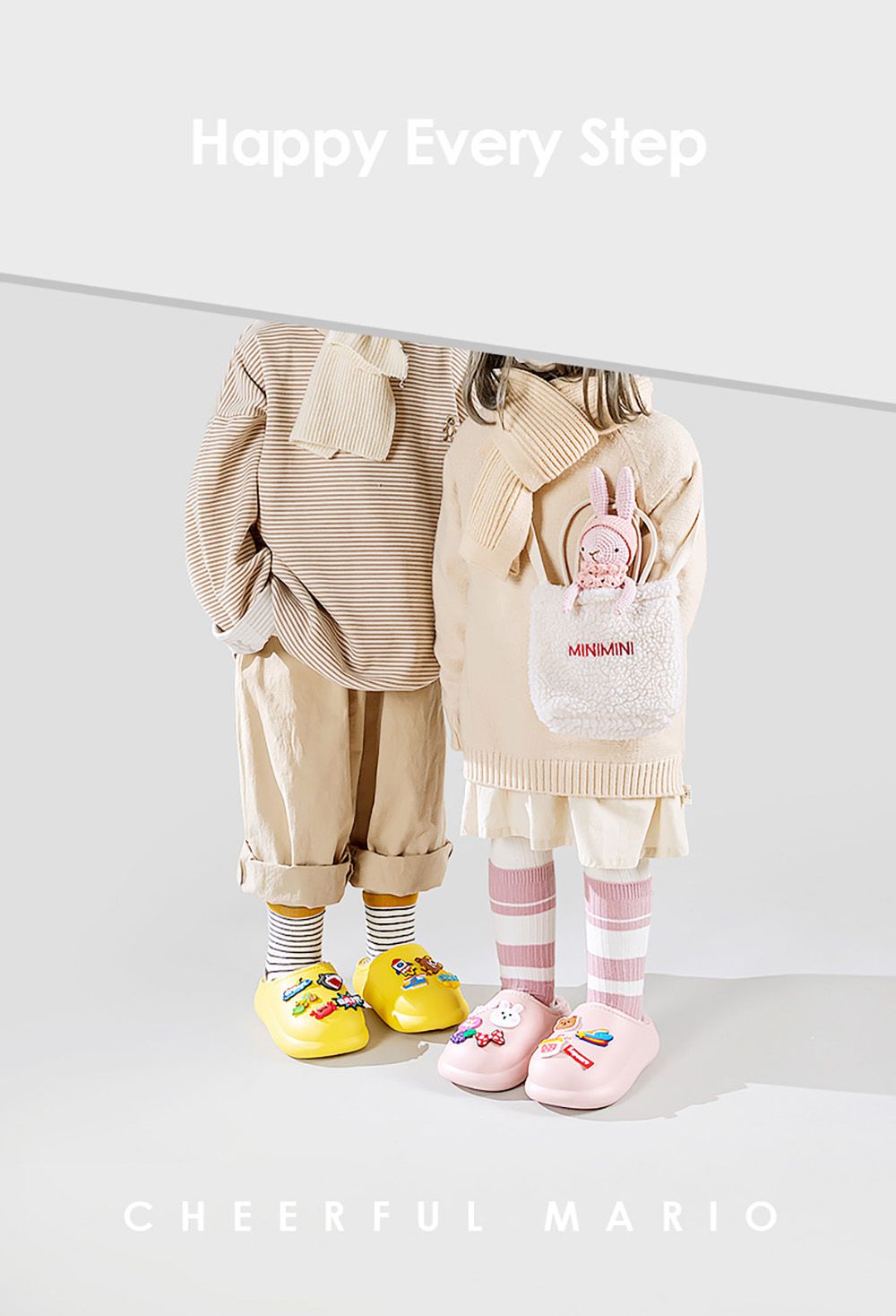 Cheerful Mario - 秋冬保暖兒童拖鞋-黃色