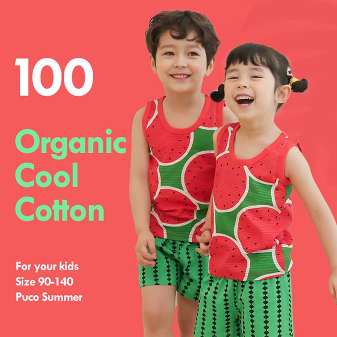 正韓 Puco - 超優質嬰幼兒/兒童無袖100% 有機棉家居服/睡衣-冰涼西瓜