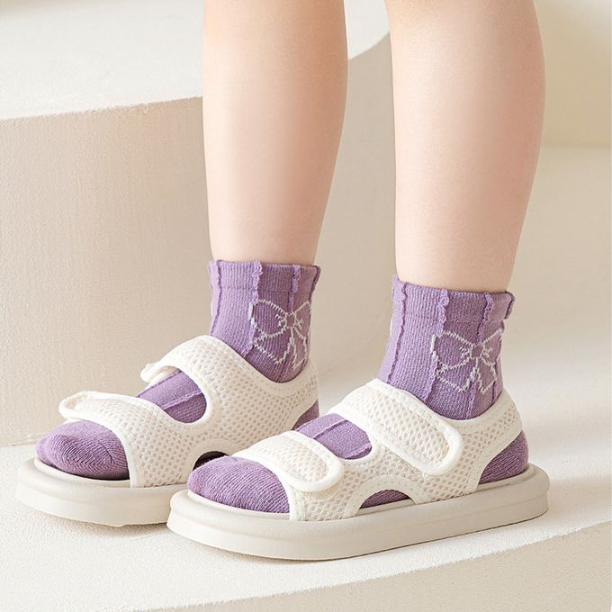 腳ㄚ子 - 幼/兒童棉質中筒襪 童襪 襪子 棉襪 兒童襪-溫柔紫花