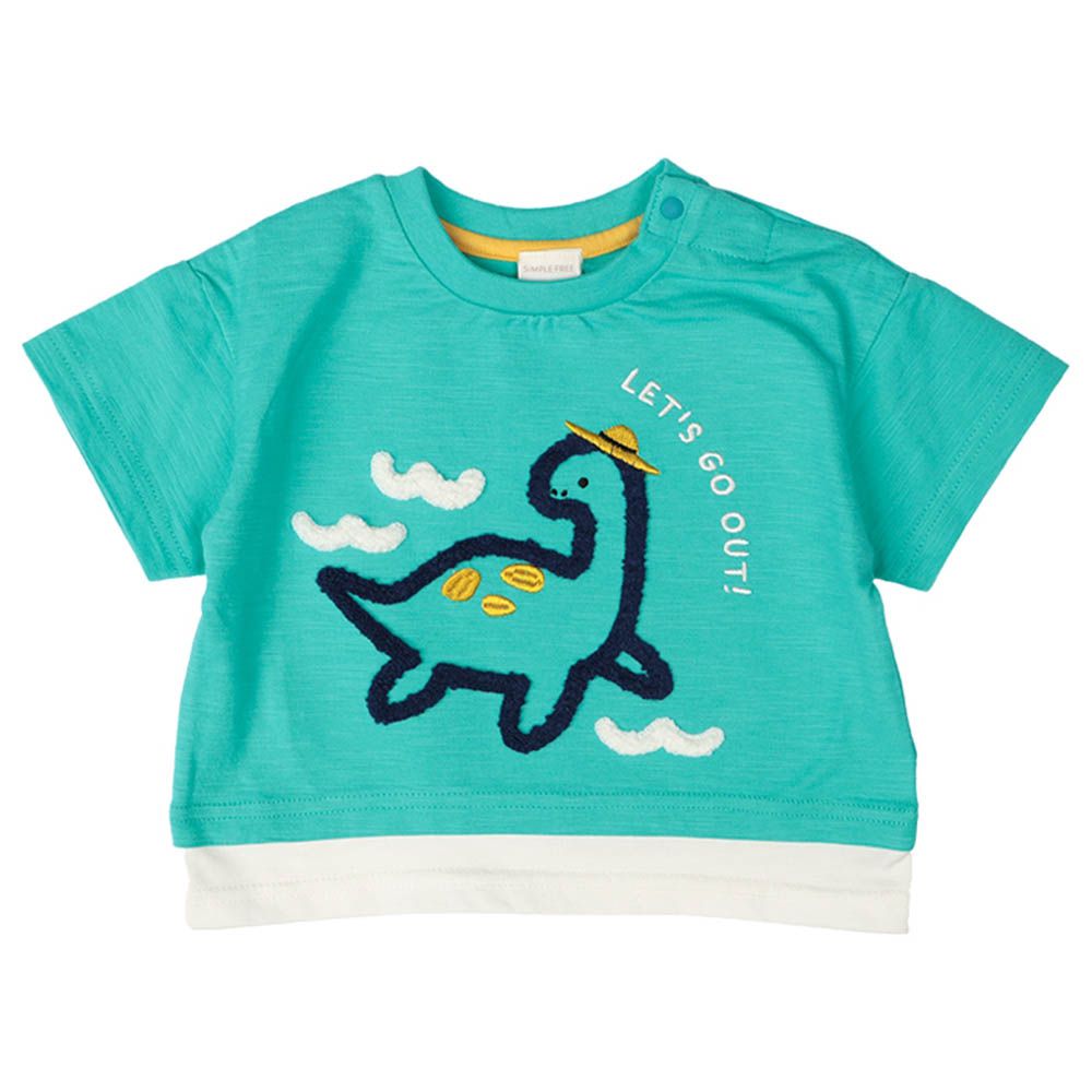 短袖T恤-凸毛繡-綠色