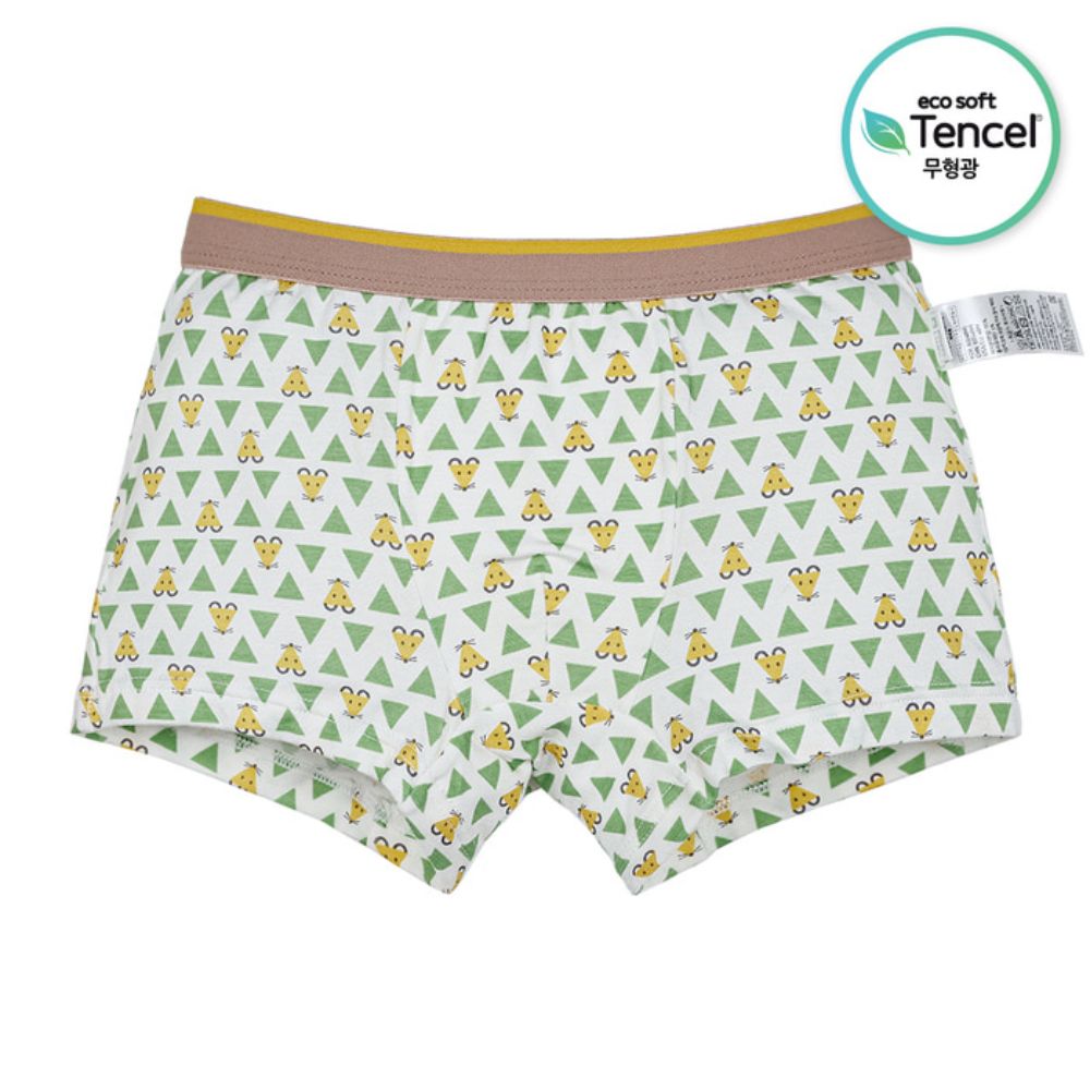 天絲纖維透氣四角褲(男寶)-三角老鼠-淺灰