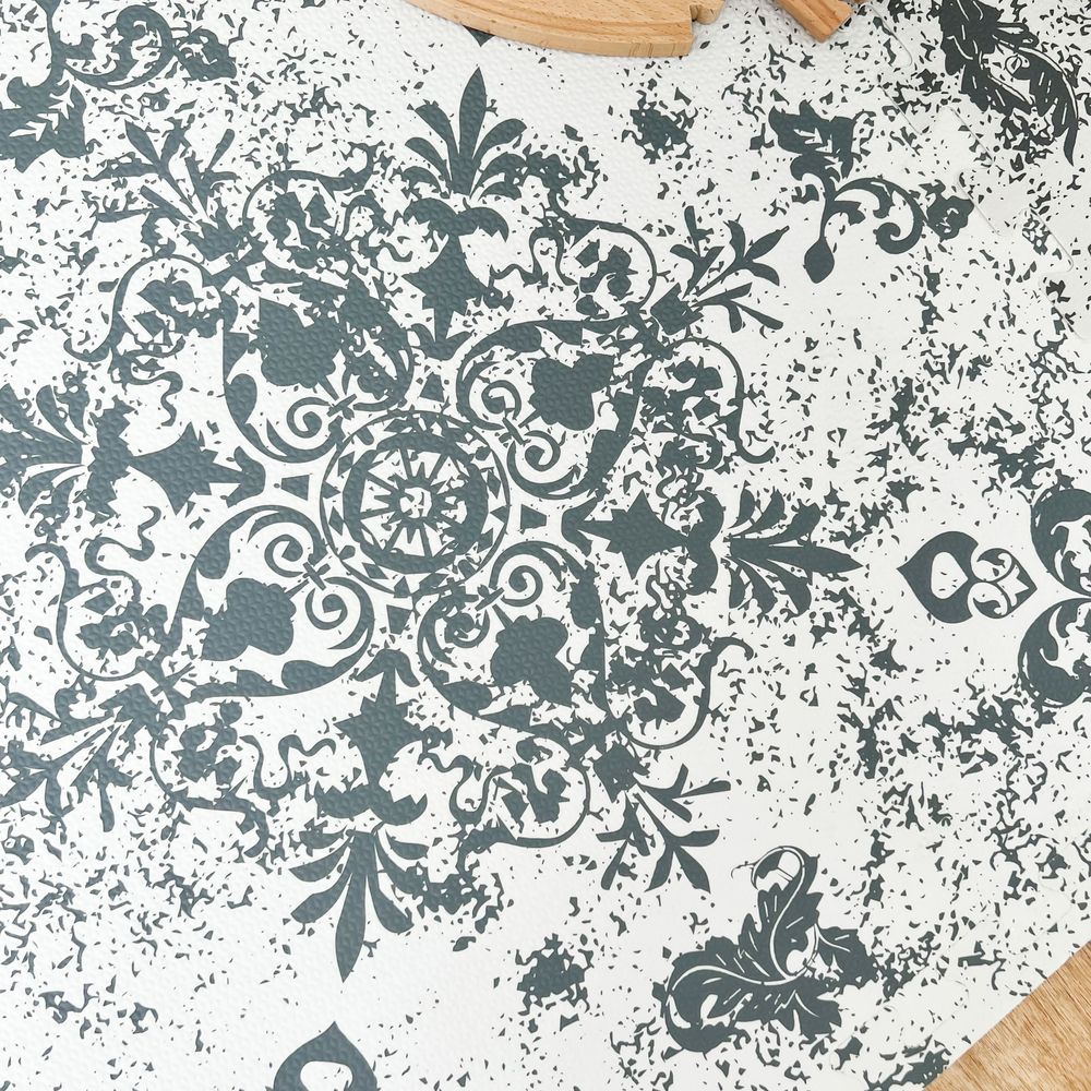 佼白銀月-波斯花系列巧拼地墊-深灰色 (單片62*62cm)-六片入