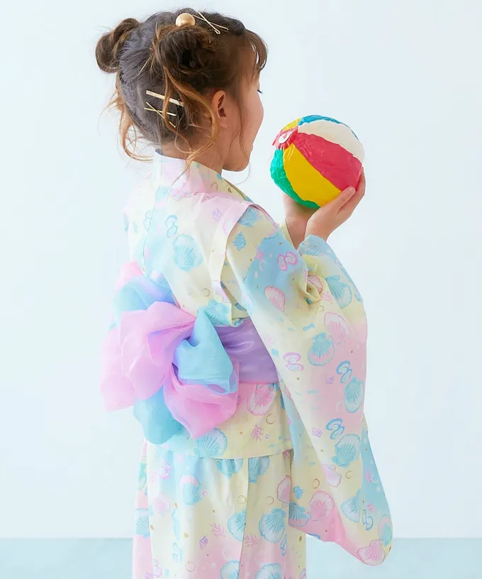 日本 devirock - 純棉 2way穿搭華麗浴衣洋裝(4件組)-夏季煙火-海軍藍