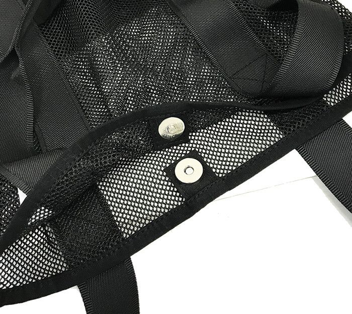 日本代購 - 美式休閒風 網眼拼接肩背購物袋-黑 (37x25x12cm)