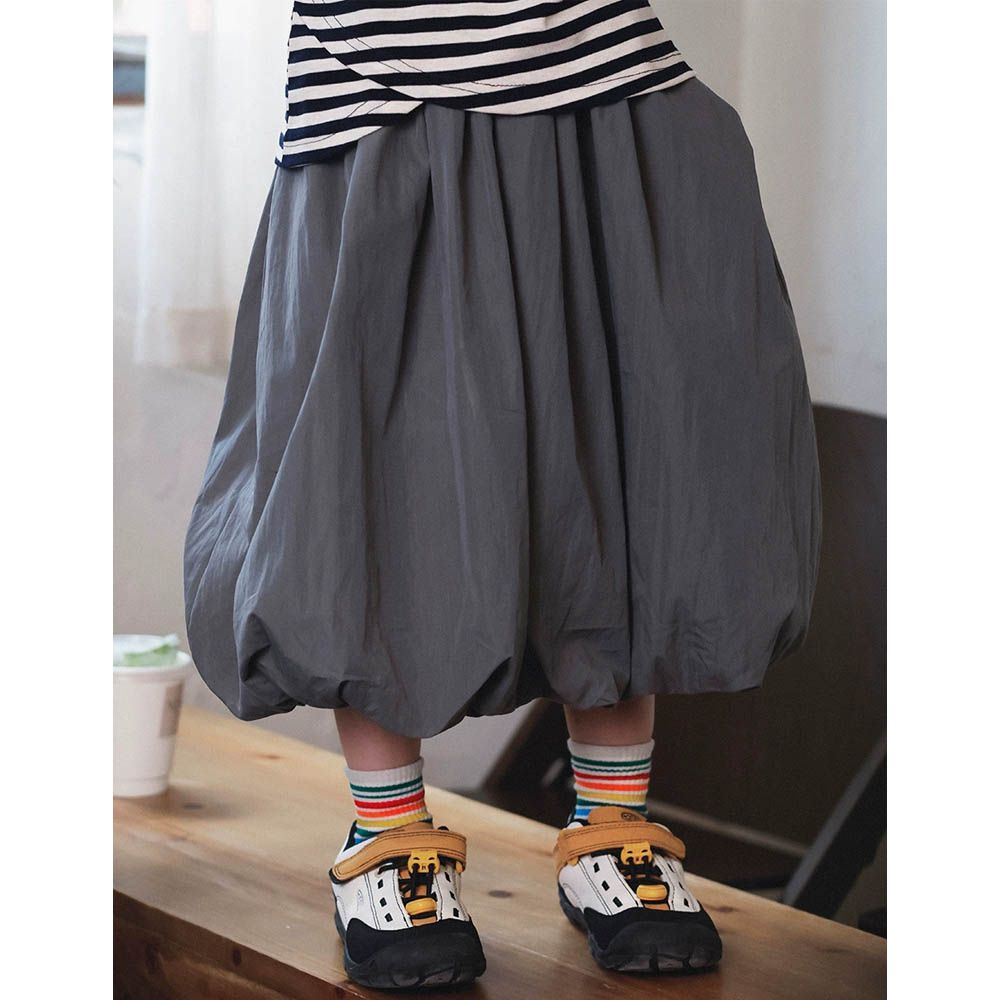 腰鬆緊立體花苞澎澎裙-深灰