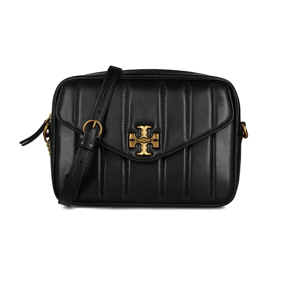 素面絎縫皮革相機包 (黑)