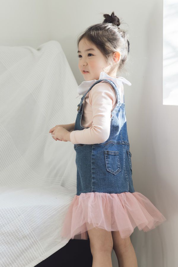 韓國 Blueberry - 拼接牛仔吊帶紗裙 5號[90-95cm]