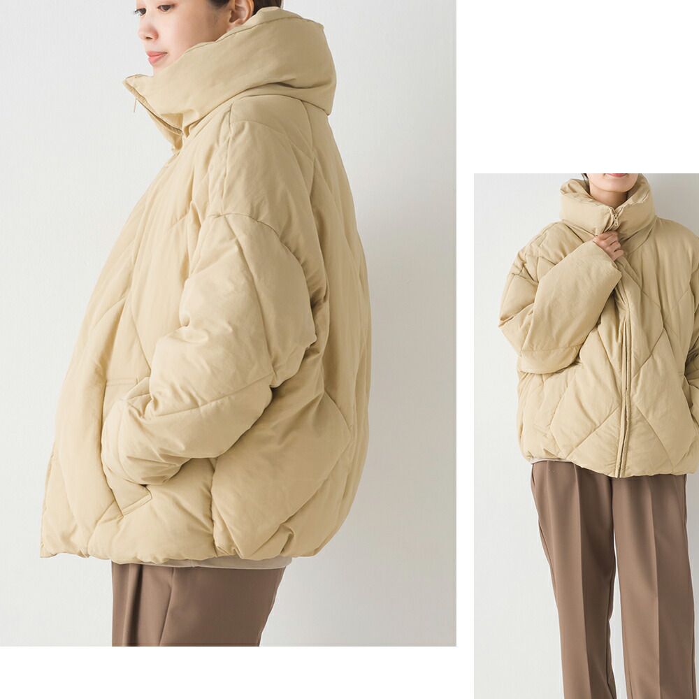 日本 OMNES - 超大翻領俐落溫暖羽絨外套-黑