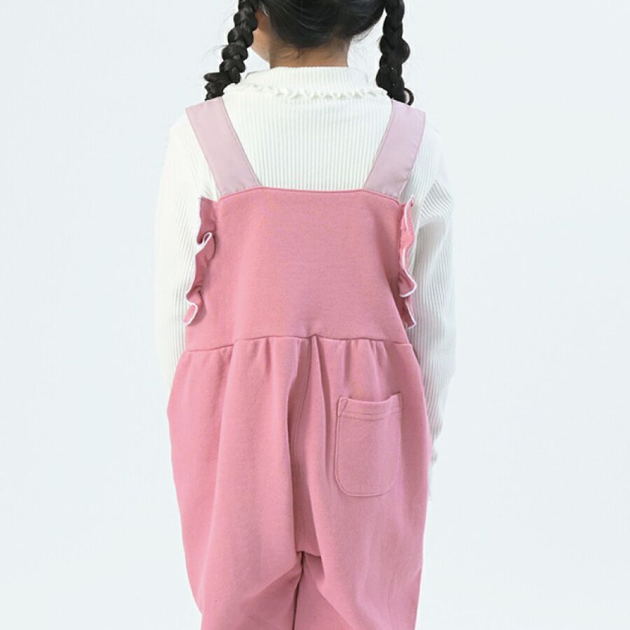 日本 evercloset - 扭結捲捲邊吊帶褲-摩卡