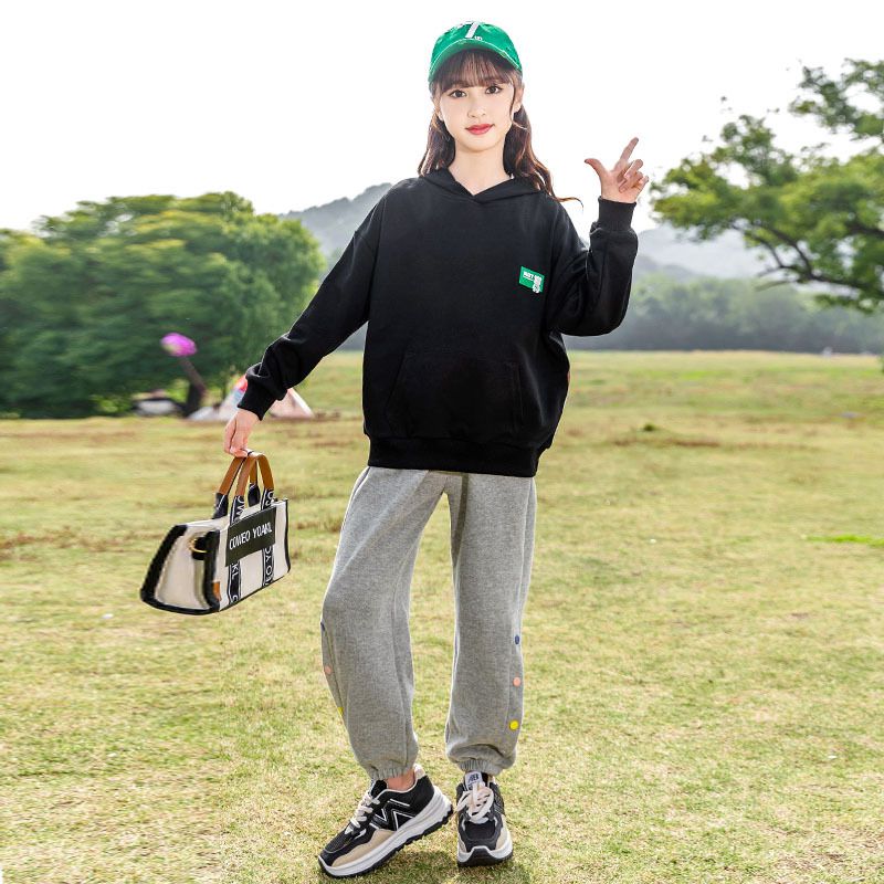 連帽休閒長袖上衣-Best熊熊標籤-黑色