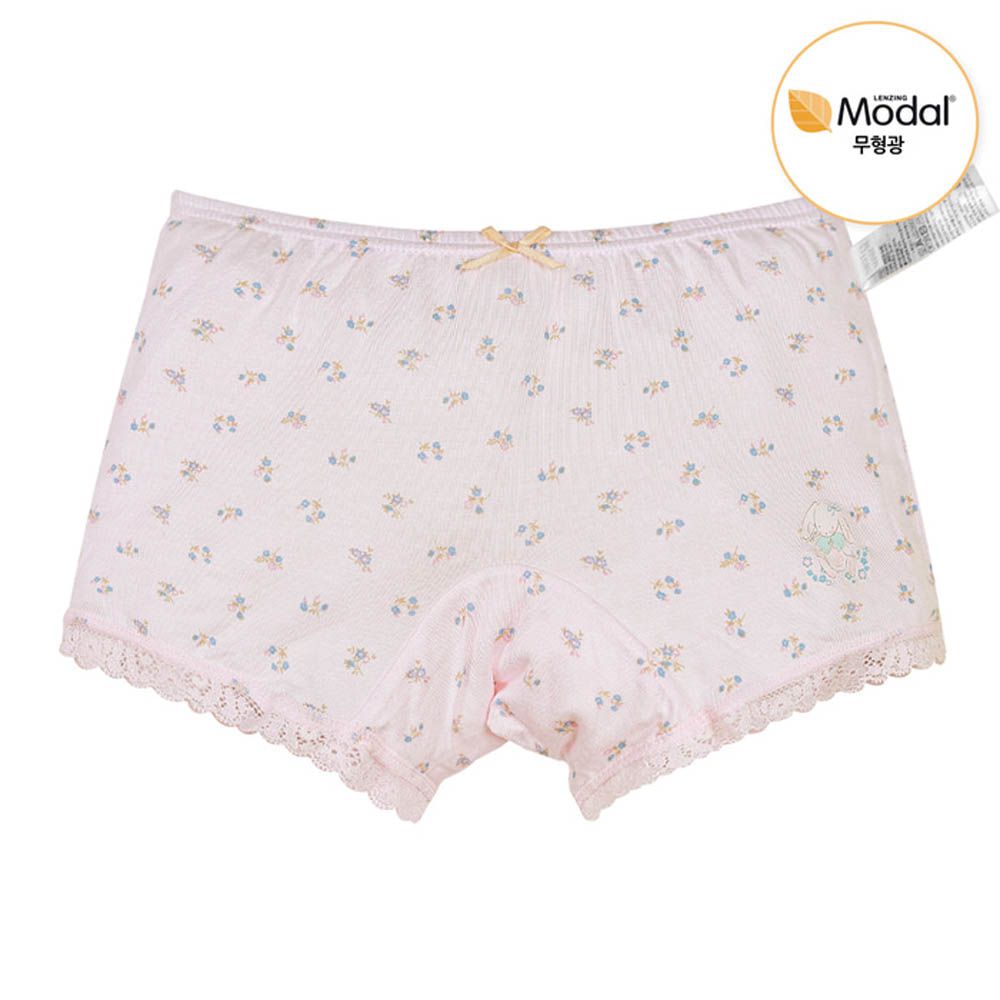 莫代爾親膚絲滑四角褲(女寶)-玩偶兔花束-粉