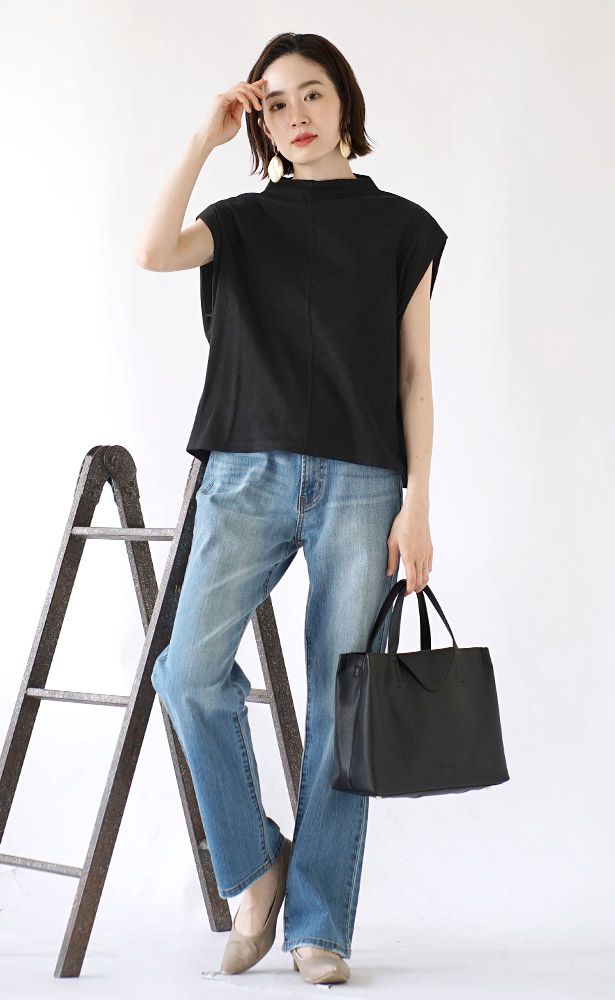 日本 zootie - 優雅修身小立領無袖上衣-黑