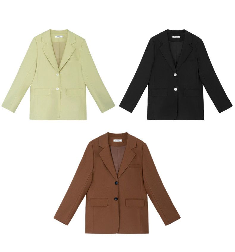 時尚寬鬆休閒西裝外套-淺黃色