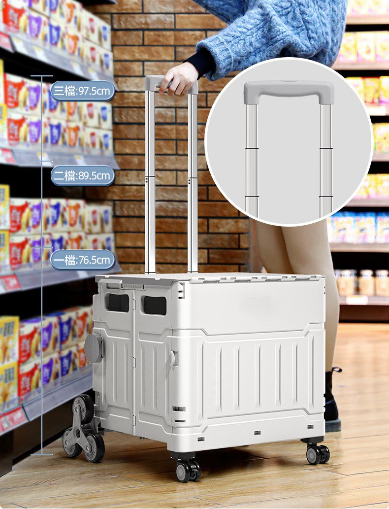 加厚帶蓋升級款可平拉摺疊購物車-8輪爬梯款-綠色
