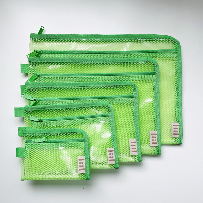 理理 liil - 透感六角網格彩虹雙拉鍊袋-草莓粉 (XL-340x250mm)