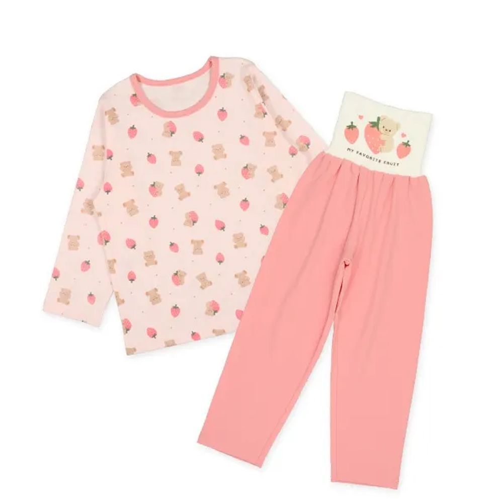 腹卷 四季款長袖睡衣/家居服套裝-草莓熊熊-粉紅