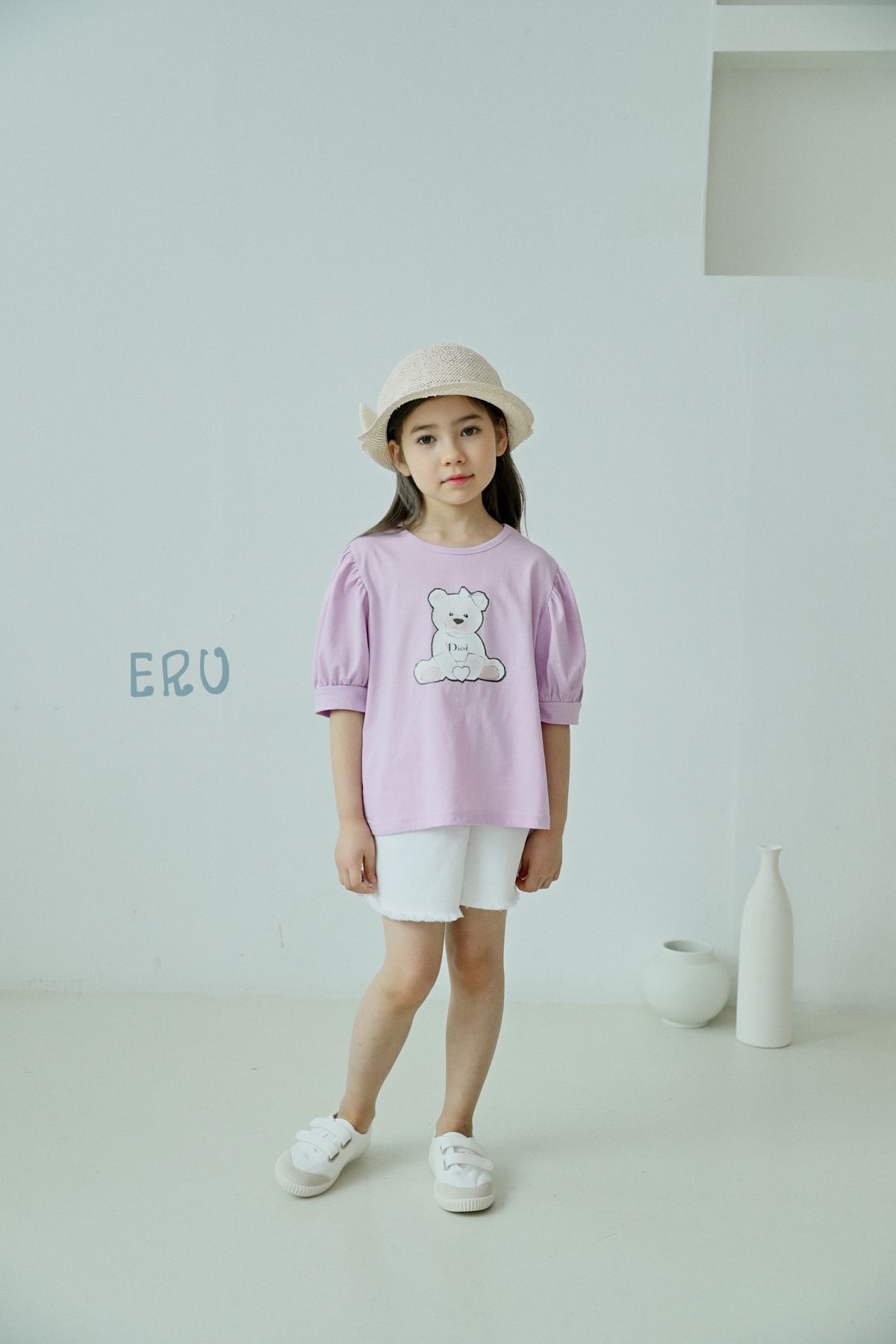 韓國 ERU - 抓鬚仿牛仔布彈力褲裙-象牙白