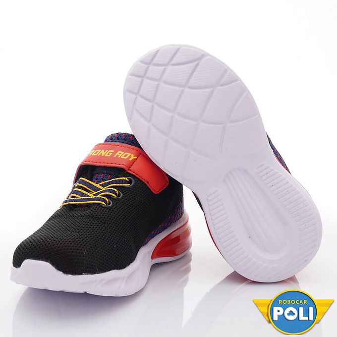 POLI-羅伊閃亮電燈鞋POKX21202黑紅(中小童段)-電燈鞋-黑紅