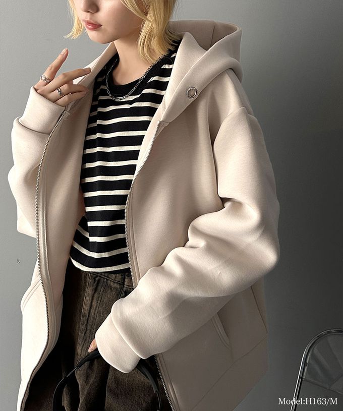 日本 Classical Elf - 厚磅簡約休閒長版連帽外套-黑