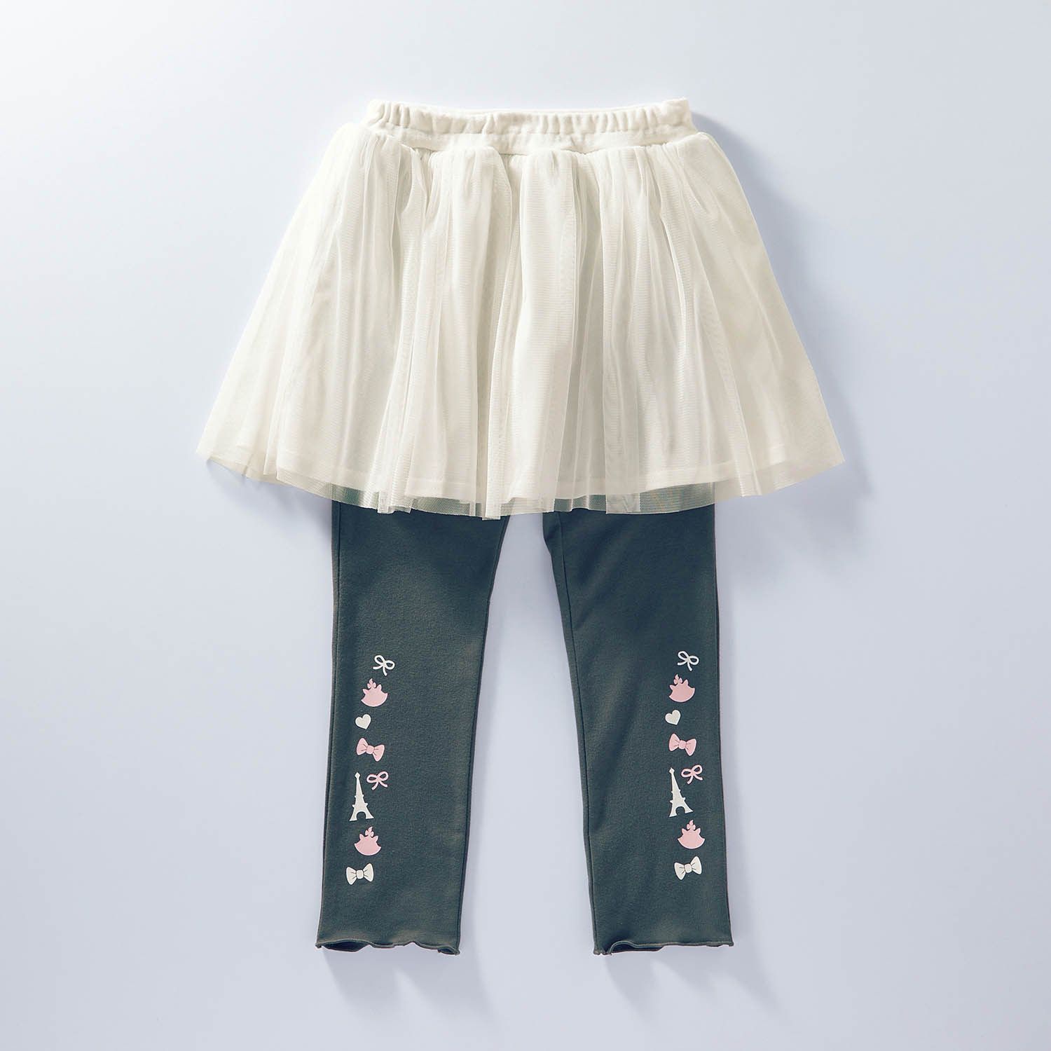 日本千趣會 - 聯名款 薄紗拼接印花內搭褲裙-粉紅