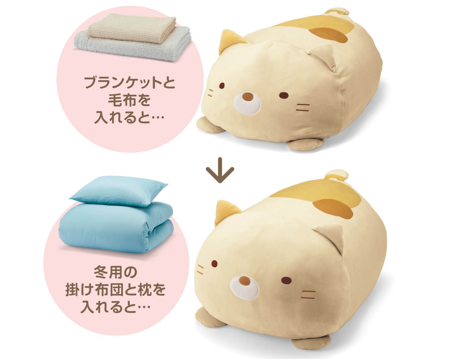 日本千趣會 - 角落生物 多功能棉被衣物收納袋/抱枕/椅墊-偽蜥蜴 (33x52x62cm)