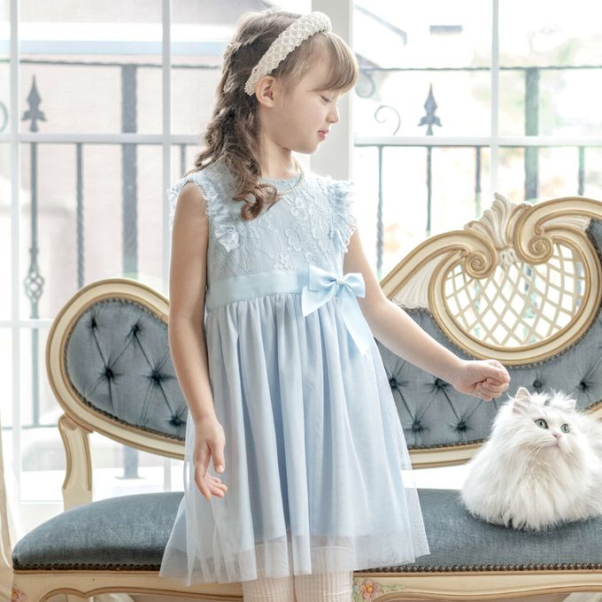 日本 Catherine Cottage - 復古風蕾絲薄紗無袖洋裝-紫丁香