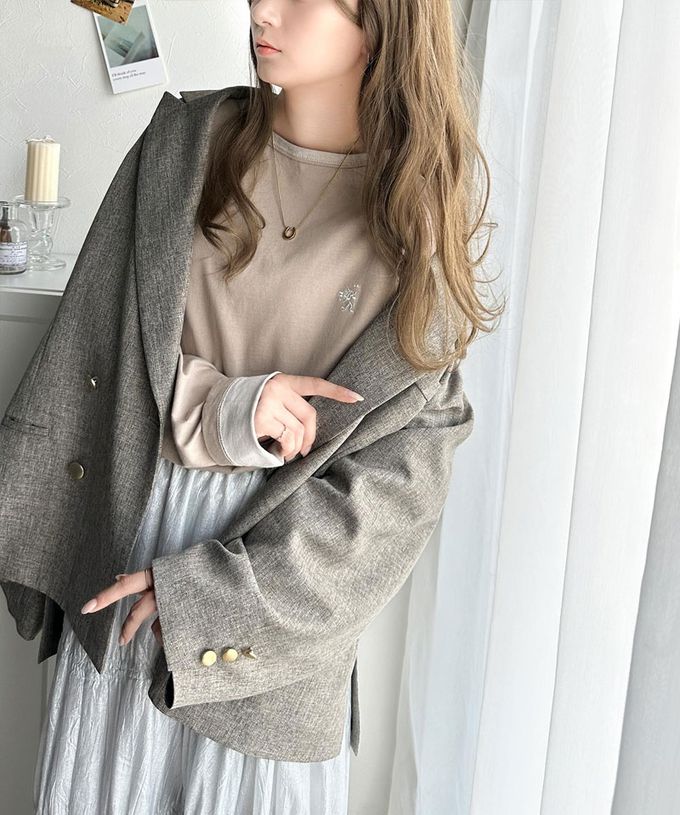 日本 Classical Elf - 素雅logo刺繡純棉薄長袖上衣-黑