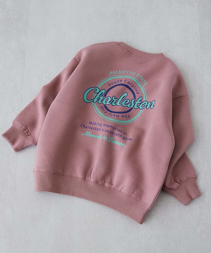 日本 devirock - 熱銷定番 裏起毛落肩大學長袖上衣-冰淇淋-淺藍紫