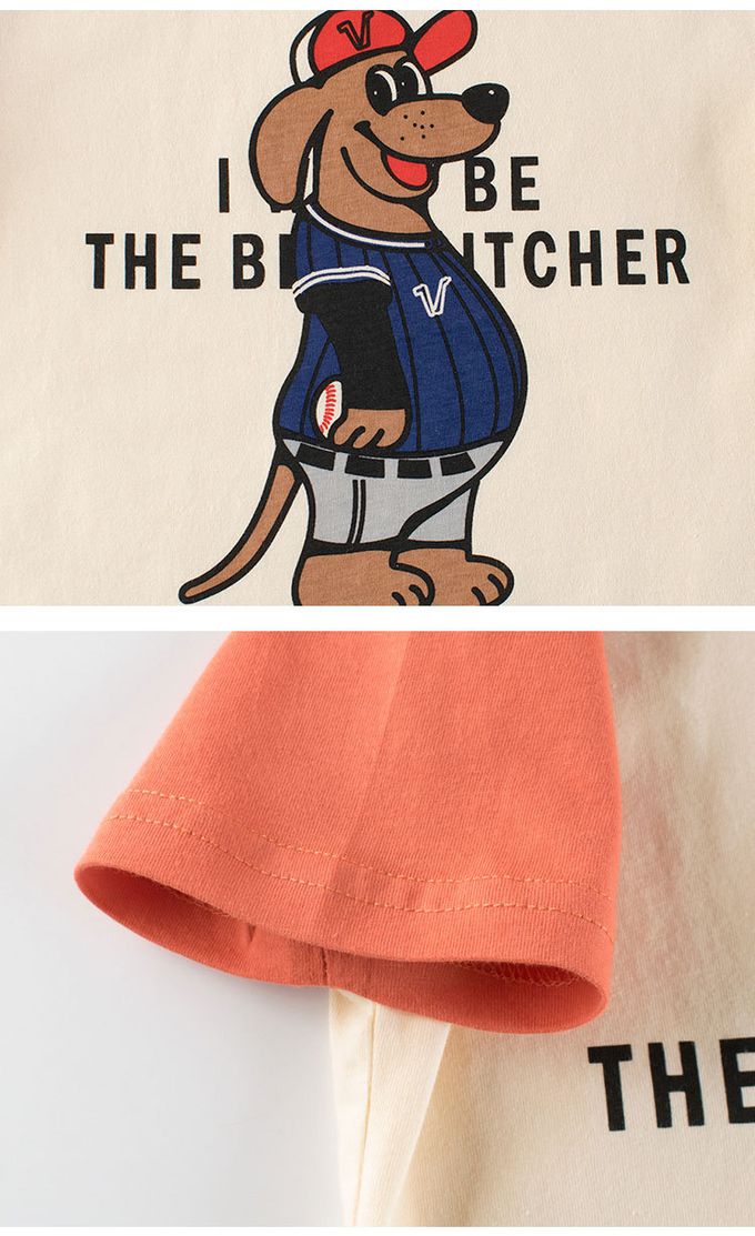 短袖棉T-狗狗投手-杏+橘