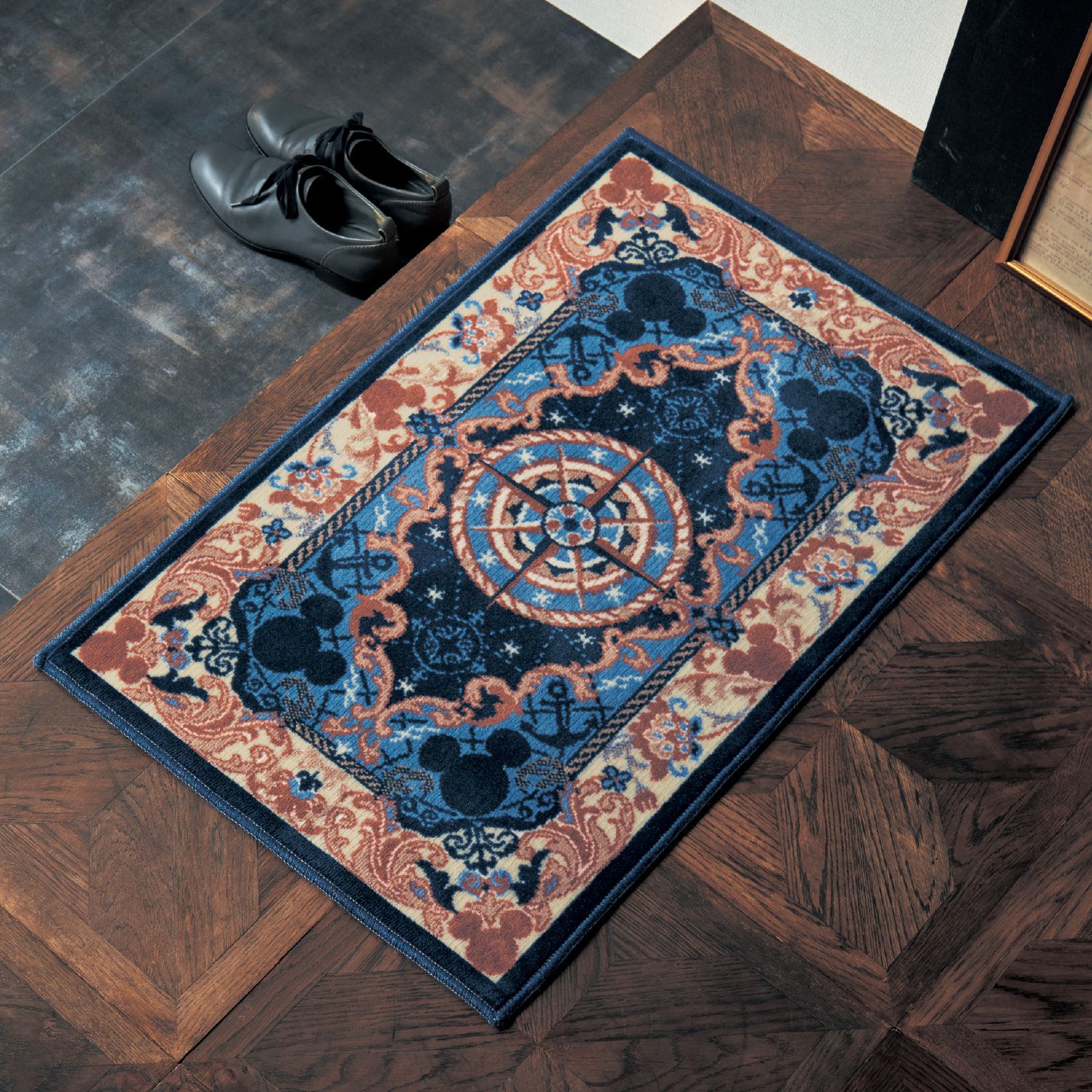 日本千趣會 - 迪士尼 日本製 腳踏墊(玄關/房門)-歐式古典-水藍色系