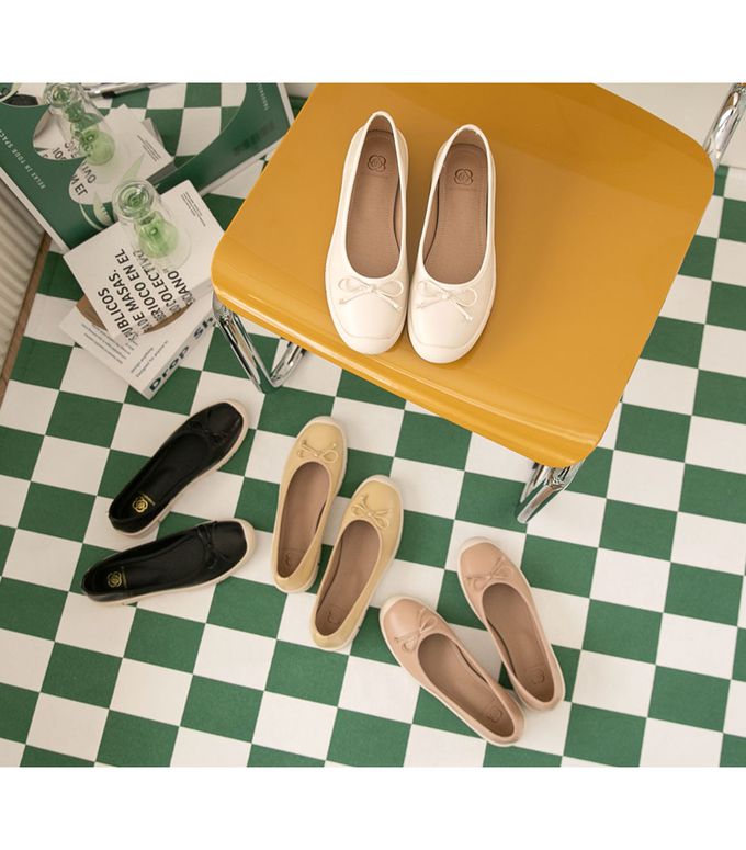 韓國 PINKELEPHANT - 蝴蝶結淺口懶人平底包鞋(1.5cm)-黑