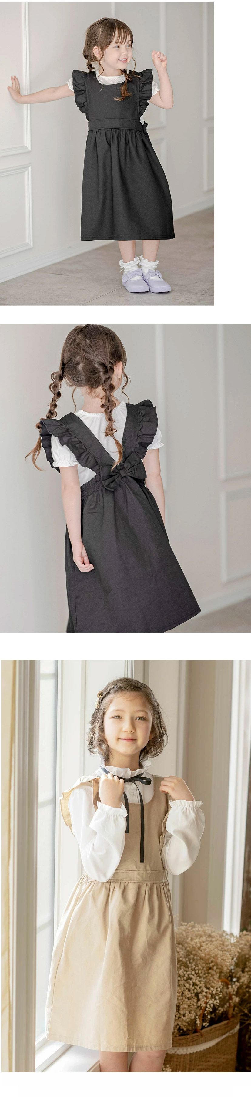 日本 Catherine Cottage - 背後蝴蝶結洋娃娃背心裙-氣質灰