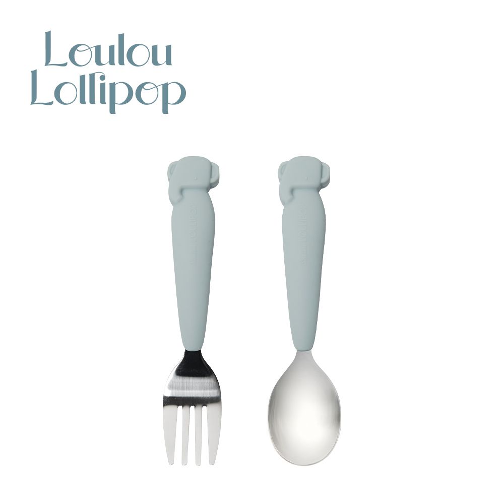 Loulou Lollipop - 加拿大 動物造型 兒童304不鏽鋼叉匙組-快樂小象