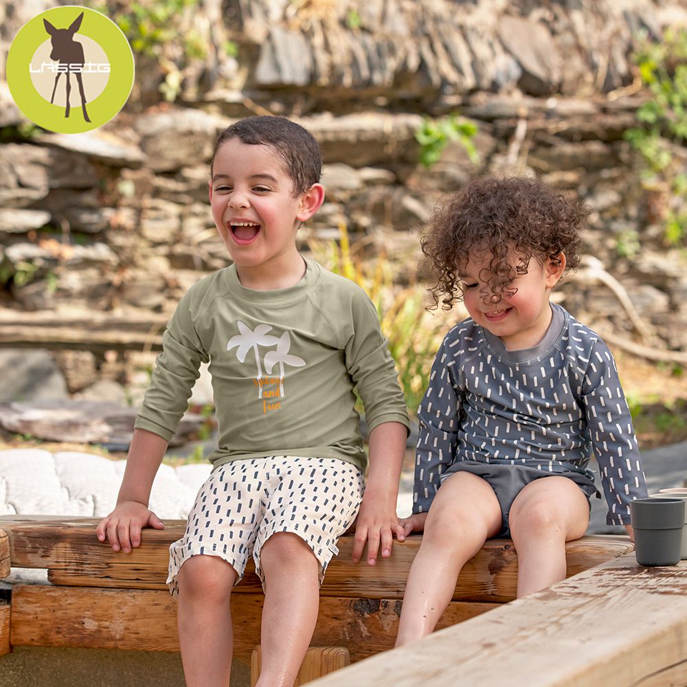 德國 Lassig - 嬰幼兒抗UV長袖泳裝上衣-灰大象