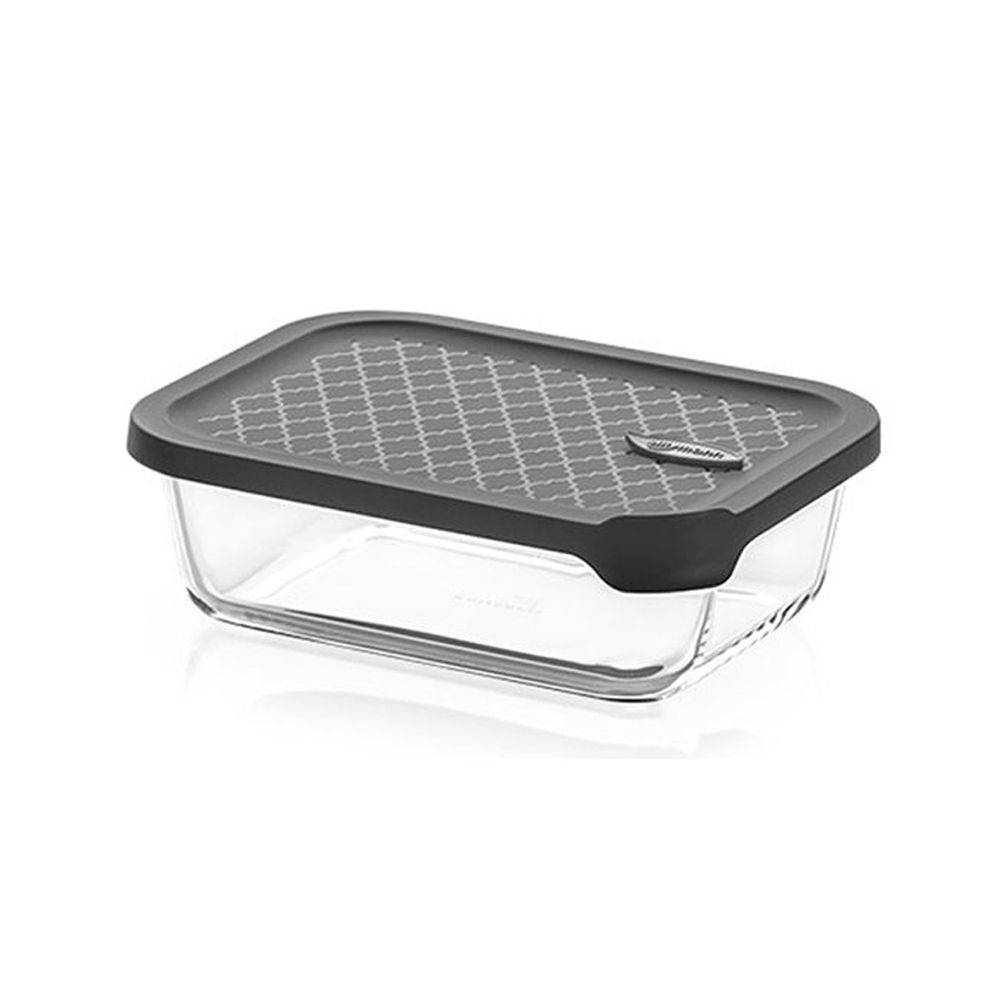 韓國 sillymann - 100%鉑金矽膠微波烤箱輕量玻璃保鮮盒(長方型1000ml)-灰