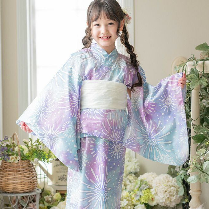 日本 Catherine Cottage - 夢幻2way純棉兵兒帶浴衣(可當洋裝)-夢彩花火-粉紅