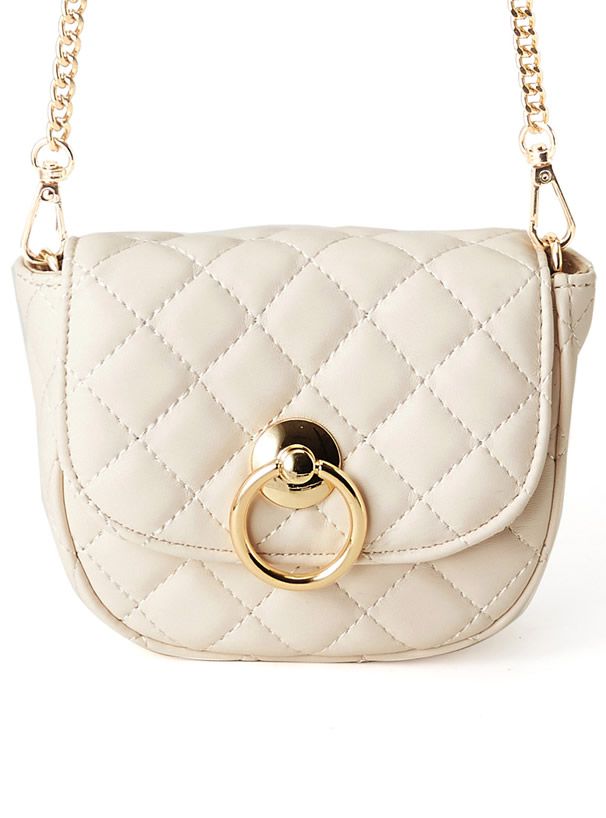 日本 GRL - 馬鞍形格紋金屬鏈小包/側背包-黑