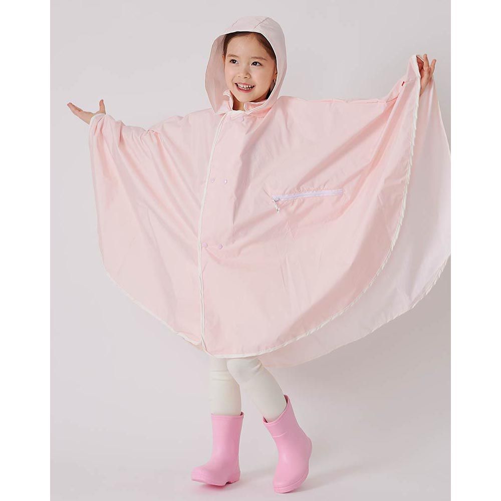 韓國 OZKIZ - 馬卡龍色兒童防風斗篷雨衣(可收納)-粉