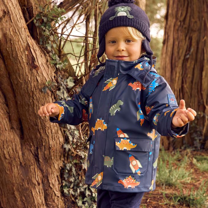 英國 JoJo Maman BeBe - 三合一多功能防水保暖外套-恐龍火箭