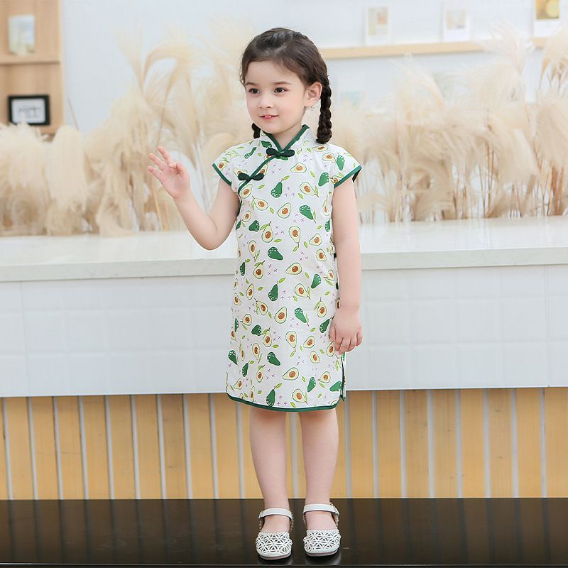 純棉涼爽旗袍洋裝-眨眼笑笑龍-米白色