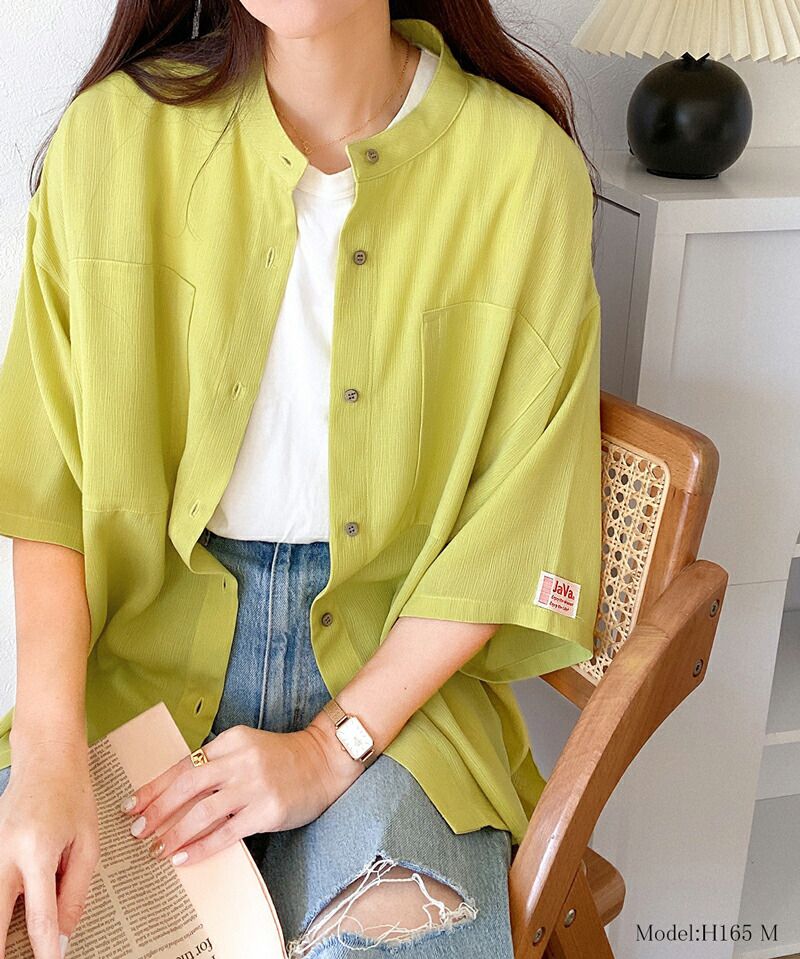 日本 Classical Elf - 楊柳皺縮微透膚短袖襯衫/薄外套-沙杏