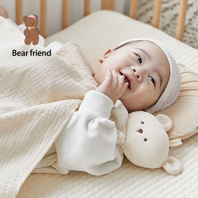 正韓Hello HiZoo - 多功能純棉三層紗安撫毯/浴巾/紗布巾/咬咬巾/口水巾/安撫巾-熊熊