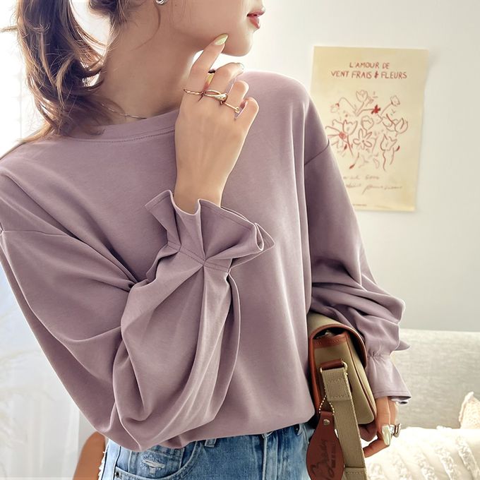 日本 Classical Elf - 100%棉 船領顯瘦糖果袖上衣-奶油白