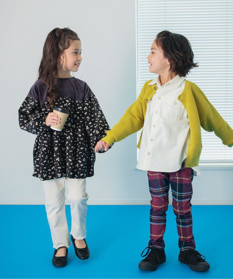 日本 BREEZE - [推薦]定番彈力鬆緊合身長褲-藍綠格紋