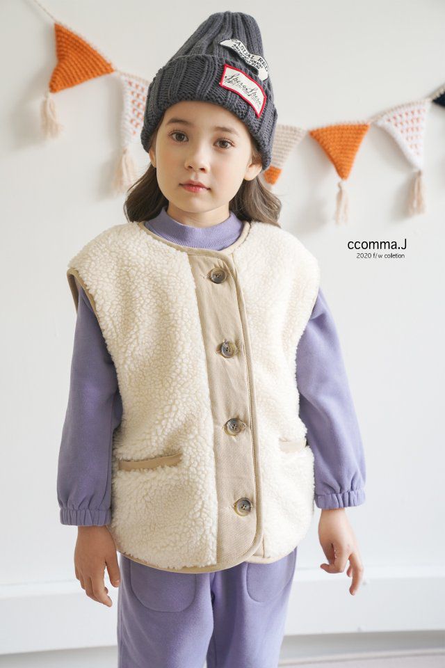 韓國 ccomma. J - 搖粒絨百搭背心-米